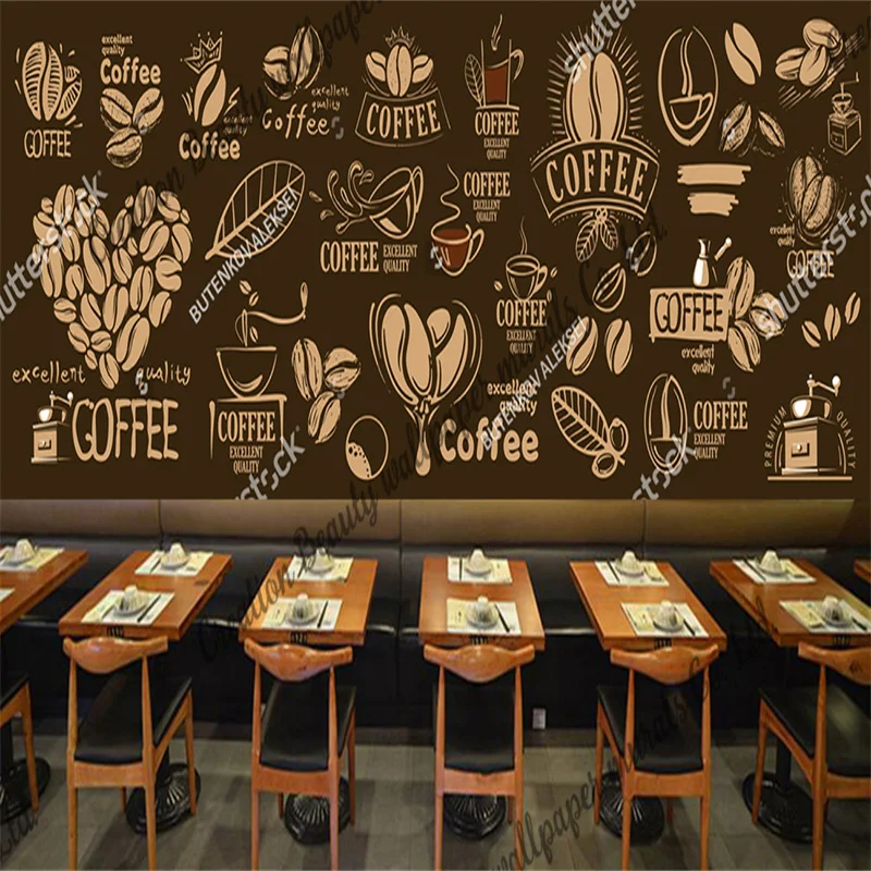 

Custom Retro Coffee Wallpaper Industrial Decor Mural Coffee Shop Cafe Afternoon Tea Restaurant Background Wall Papel De Parede