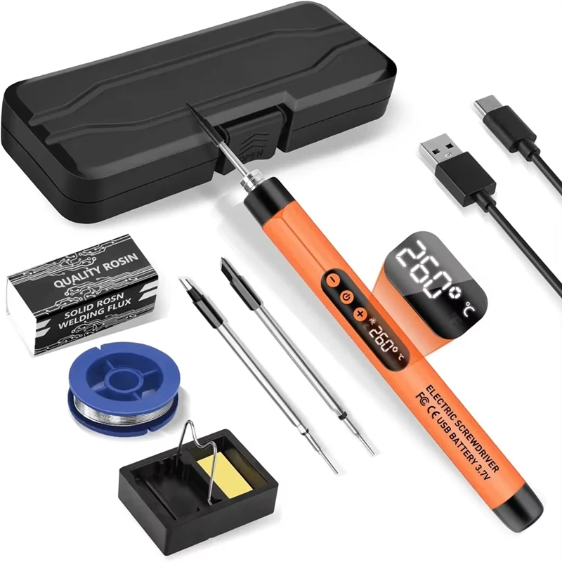 

NEW-Mini Cordless Soldering Iron Kit USB Portable Soldering Iron With LCD Adjustable Temperature Soldering Kit