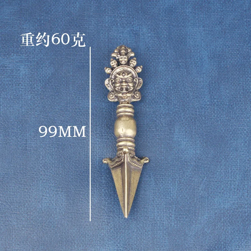 Brass Vajra Desktop Ornament Religious Ritual Instrument Demon Subduing Pestle Handheld Piece Collectible Old Copperware