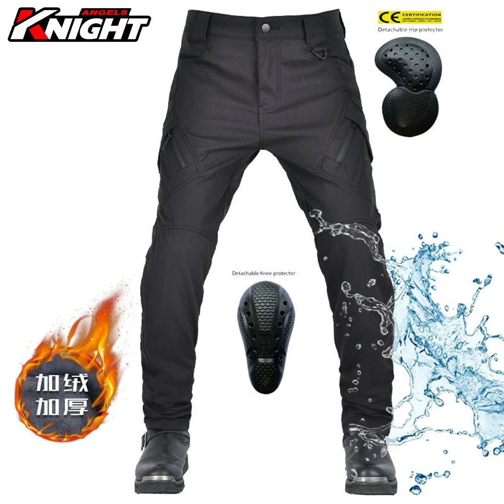 

Мотоциклетные брюки для верховой езды с защитой от падения, водонепроницаемые флисовые утолщенные ветрозащитные мотоциклетные брюки с высокой талией для мужчин