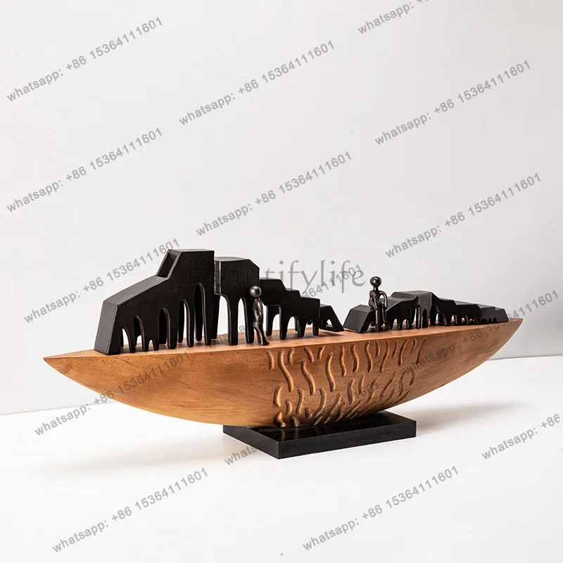 Creative model room decoration wood carving handicraft decoration hotel decoration