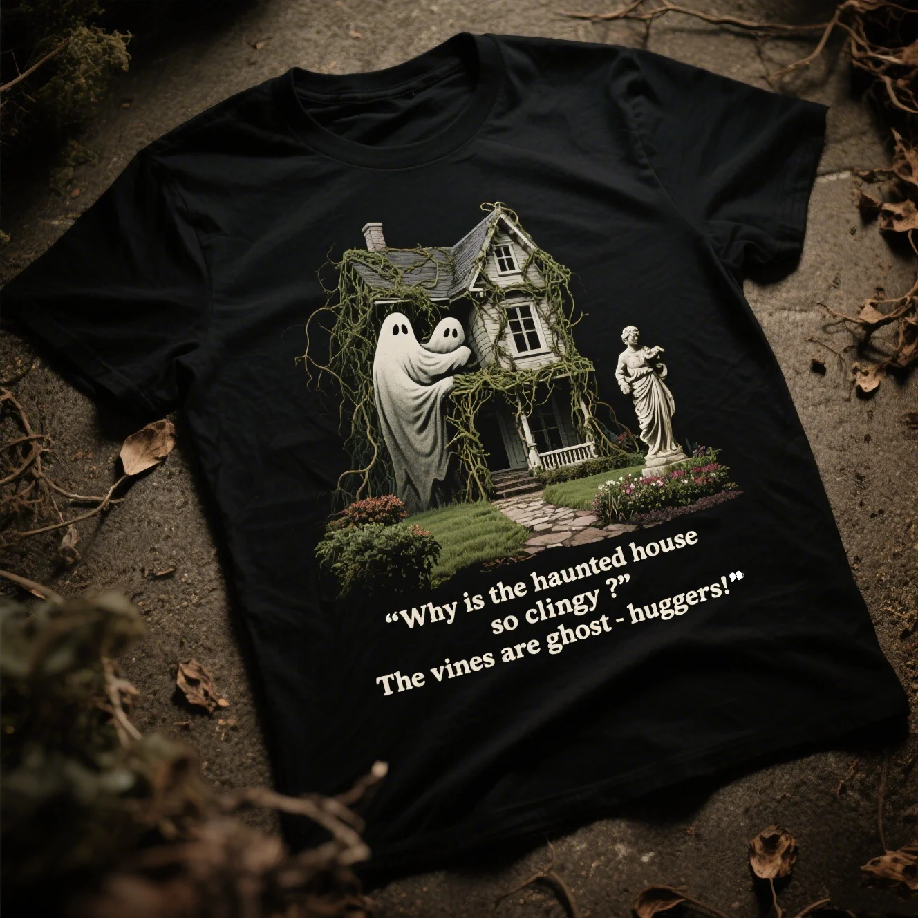 

Haunted House Graphic Printing Summer Luxury Brand Cotton Men's and Women's T-Shirts Short Sleeves Street Trend Fashion