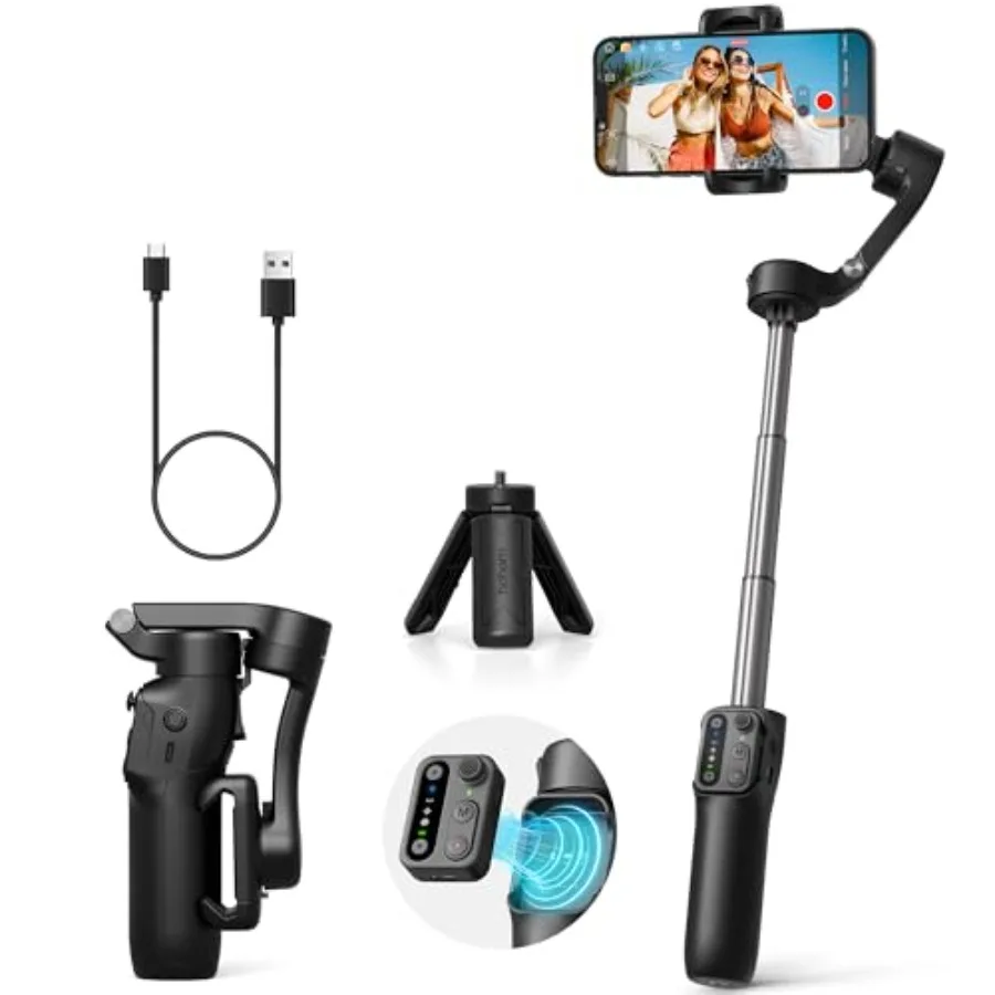 

iSteady X3 SE Plus Gimbal Stabilizer for iPhone 3-Axis Phone Gimbal with Detachable Remote Control Extendable Rod 11-Hour Batte