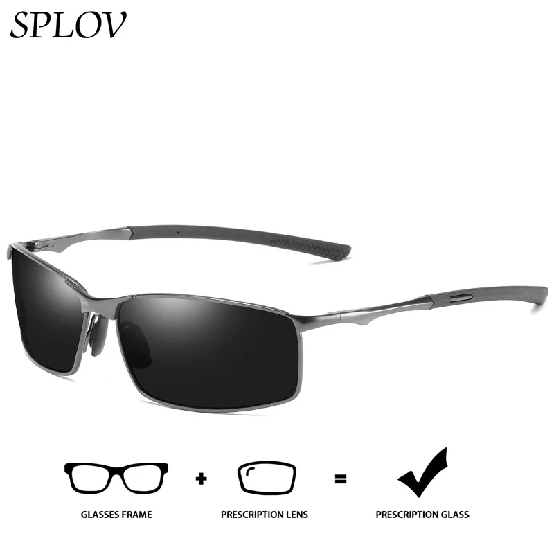 SPLOV Men's Polarized Prescription Sunglasses Professionally Customized Blue Light Protection Progressive Prescription Glasses