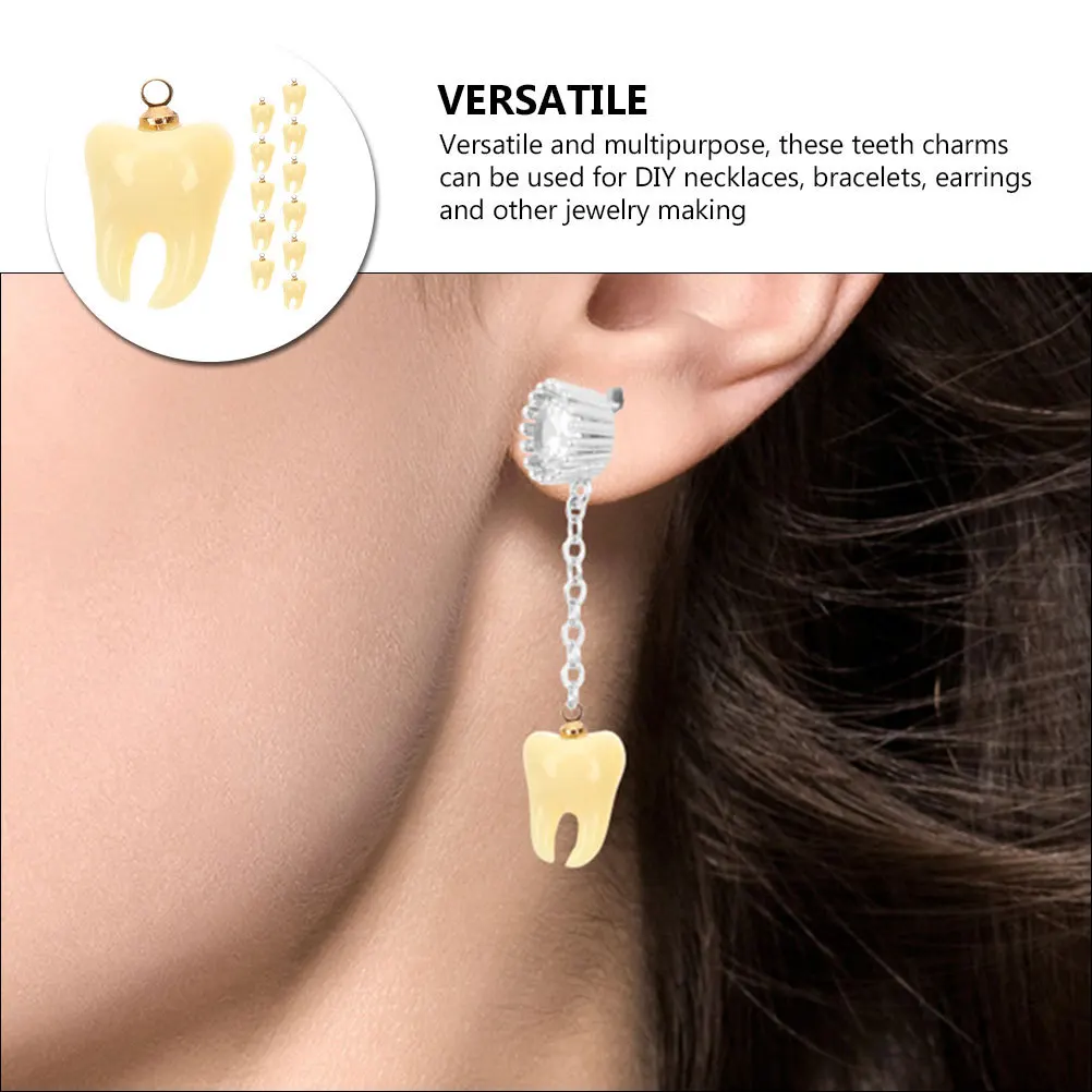 

12Pcs Teeth Pendant Resin Charms Lightweight Hanging Ornaments for DIY Necklace Bracelet Earring Jewelry Making Accessories