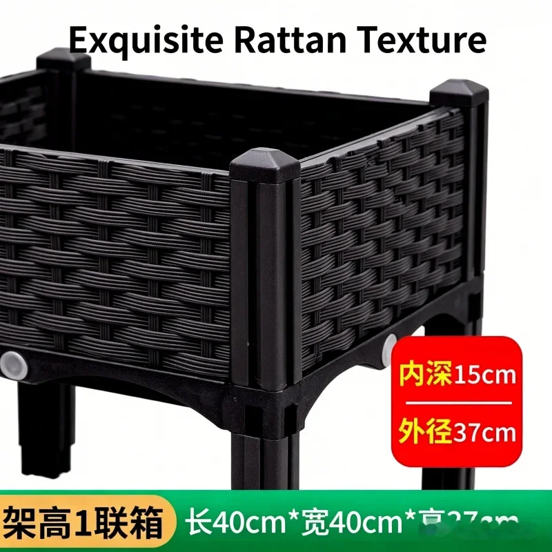 

Extra Large 1-Tier Plastic Planter Box 40x40x37cm Elevated Raised Garden Bed for Vegetables Flowers Herbs Ideal for Balcony Pat