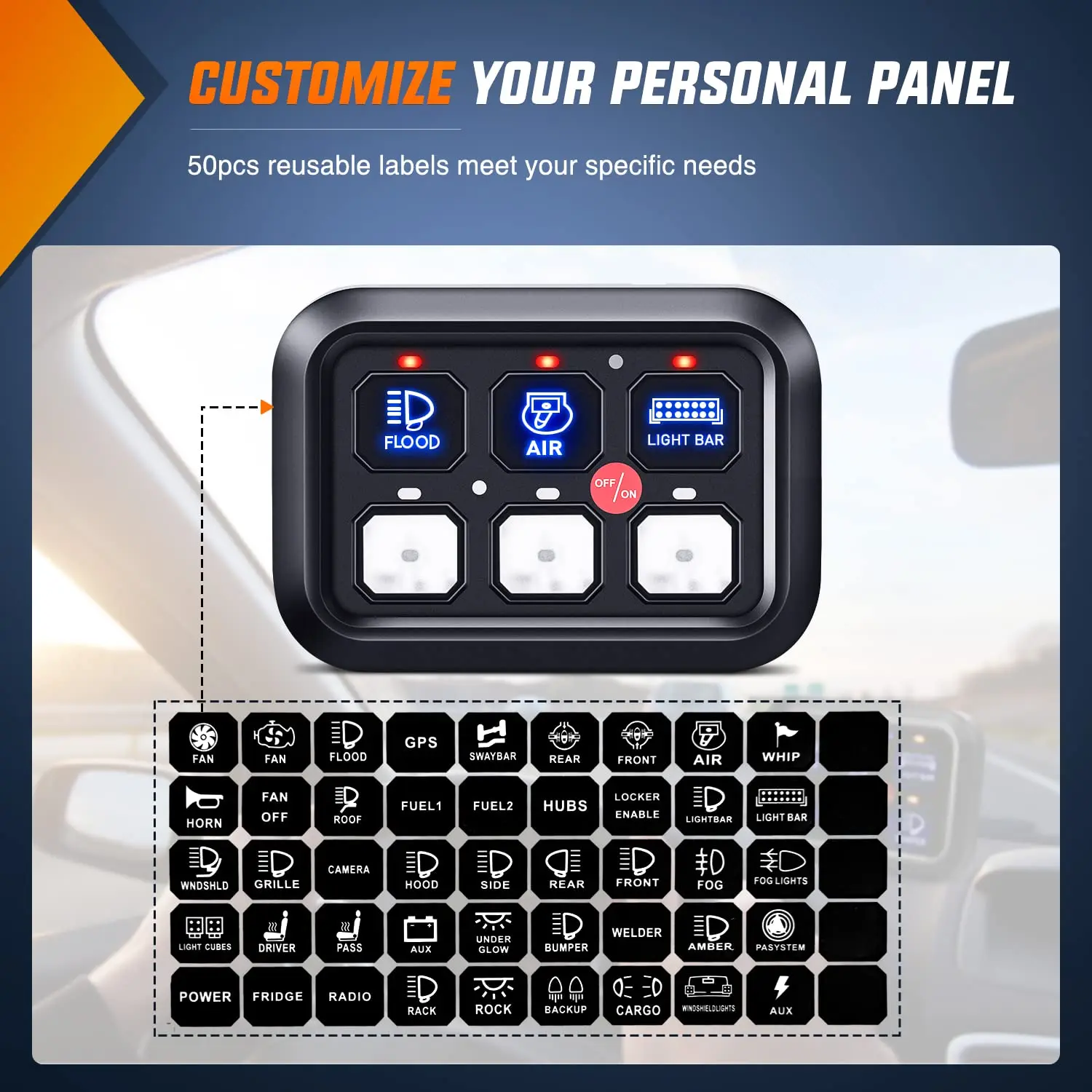 

6 Gang Switch Panel, 12V Pod Electronic Fuse System Electronic Fuse System Circuit Control Box Circuit Control Box Pod for Car