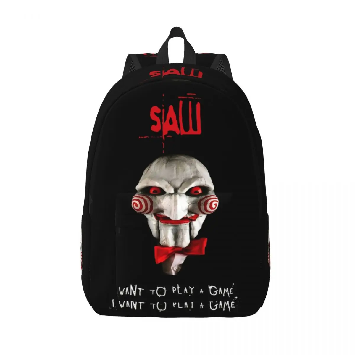 

Saw Jigsaw Horror Movie Cool Backpack Durable High School Hiking Travel Halloween Gothic Daypack Men Women College Shoulder Bag