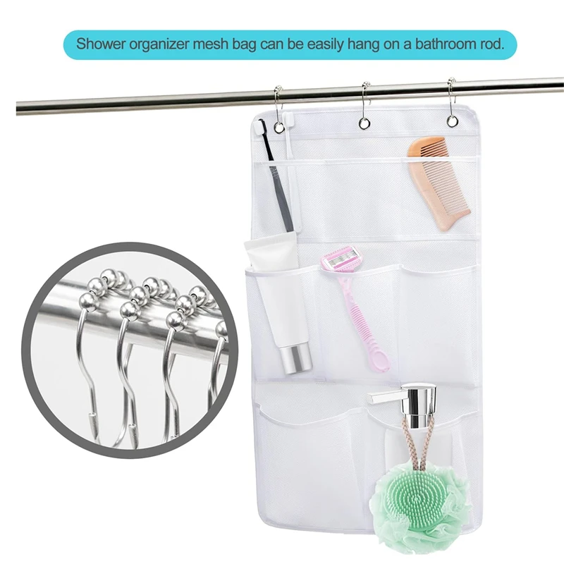 Bathroom Mesh Shower Storage Rack Quick Drying Storage Rack Hanging Toilet Storage Mesh Bag Items Sorting Storage Hanging Bag