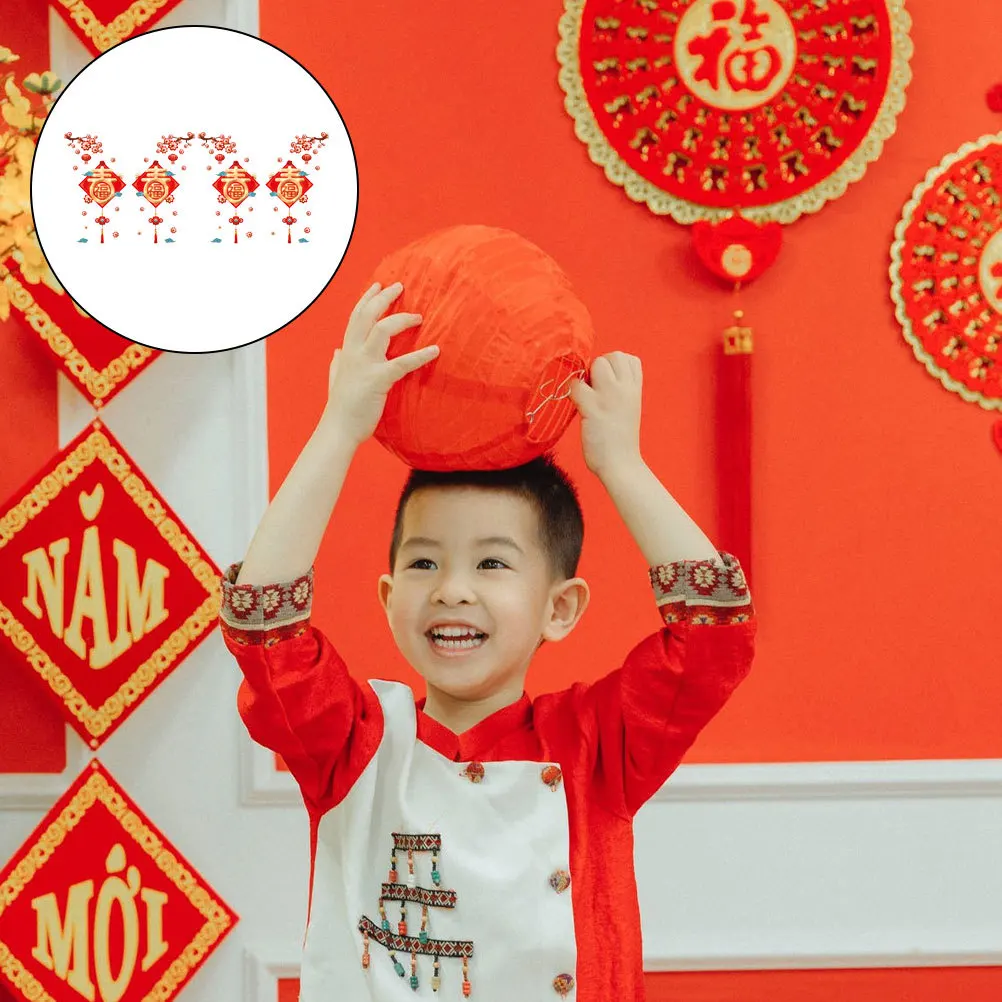 

2pcs Plum Blossom Wall Sticker Red Chinese New Year Window Decal For Spring Festival Glass Decoration Party Supplies Reusable