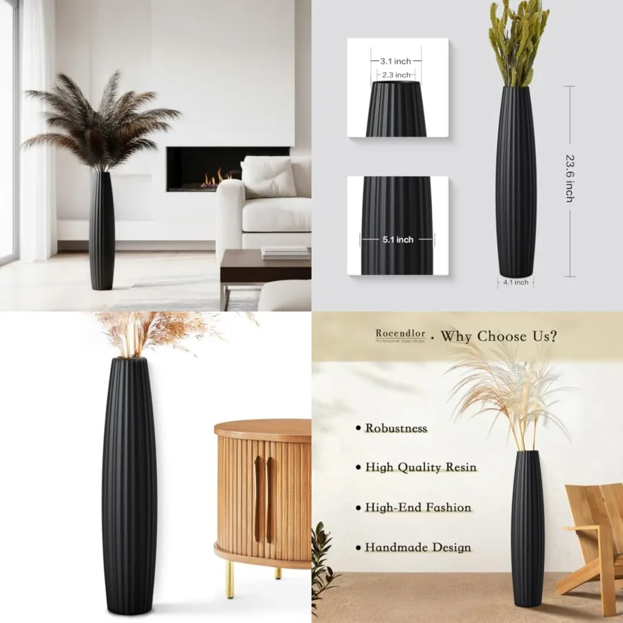 

Floor Vases, Tall Floor Vase 23.6 inch 60CM, 1.96FT Tall Vases, Sturdy Vase for Living Room Decor, Resin