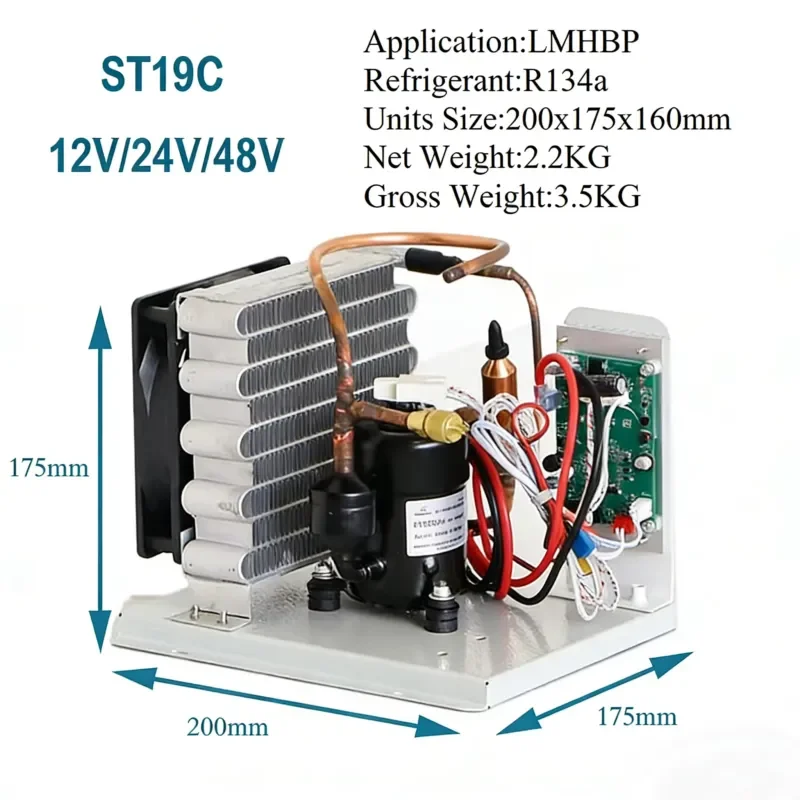 ST19C Mini Compressor Condensing Unit Portable Freezer Small Air Conditioner Customizable Cooling System 100-300W R134a -20C