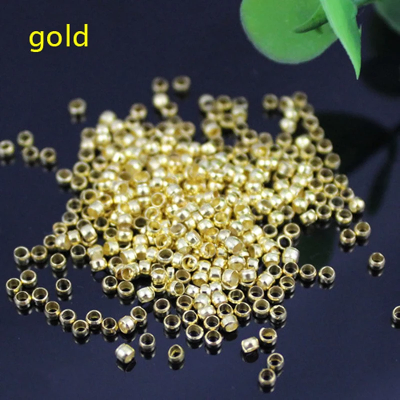 500pcs 2mm Round Copper Metal Beads Crimp End Bead For Diy Jewelry Findings And Components rhodium Bronze silver Gold-color