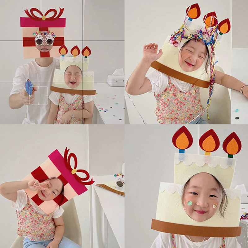 Birthday Party Supplies Funny Hat Ins Felt Birthday Hats Creative Party Cap with Rope Kids Party Cap Party Photo Props