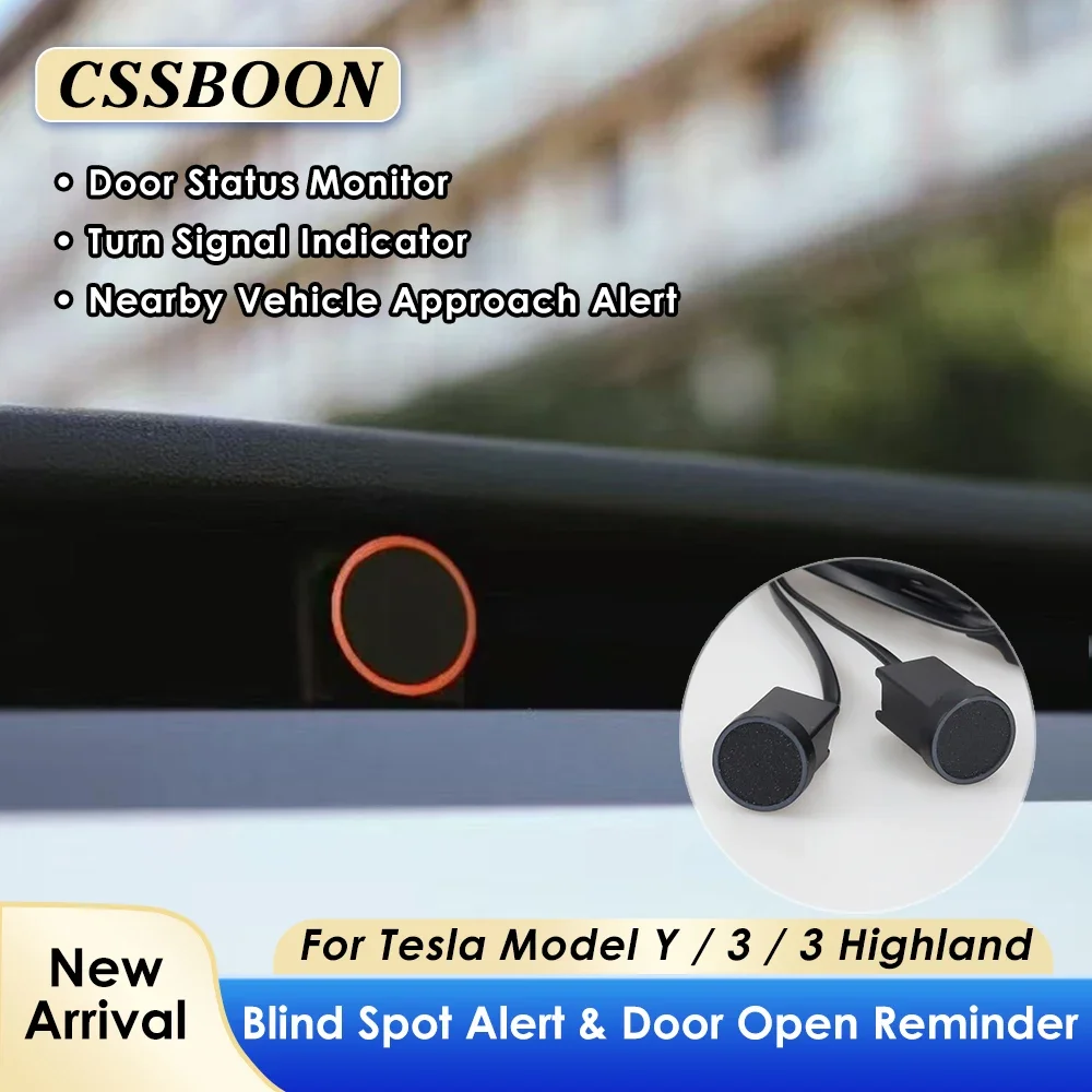 CSSBOON Blind Spot Warning Light for Tesla Model 3 Y 2021-2025 Air-vents Install Mini Alert Lamp Drive Assistance System