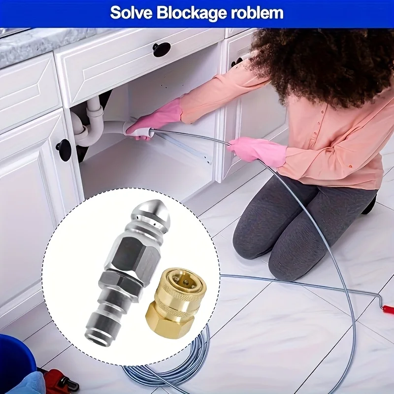 1/4 Inch High Pressure Washer Drain Nozzle Set，Sewage Spray Head Combination，