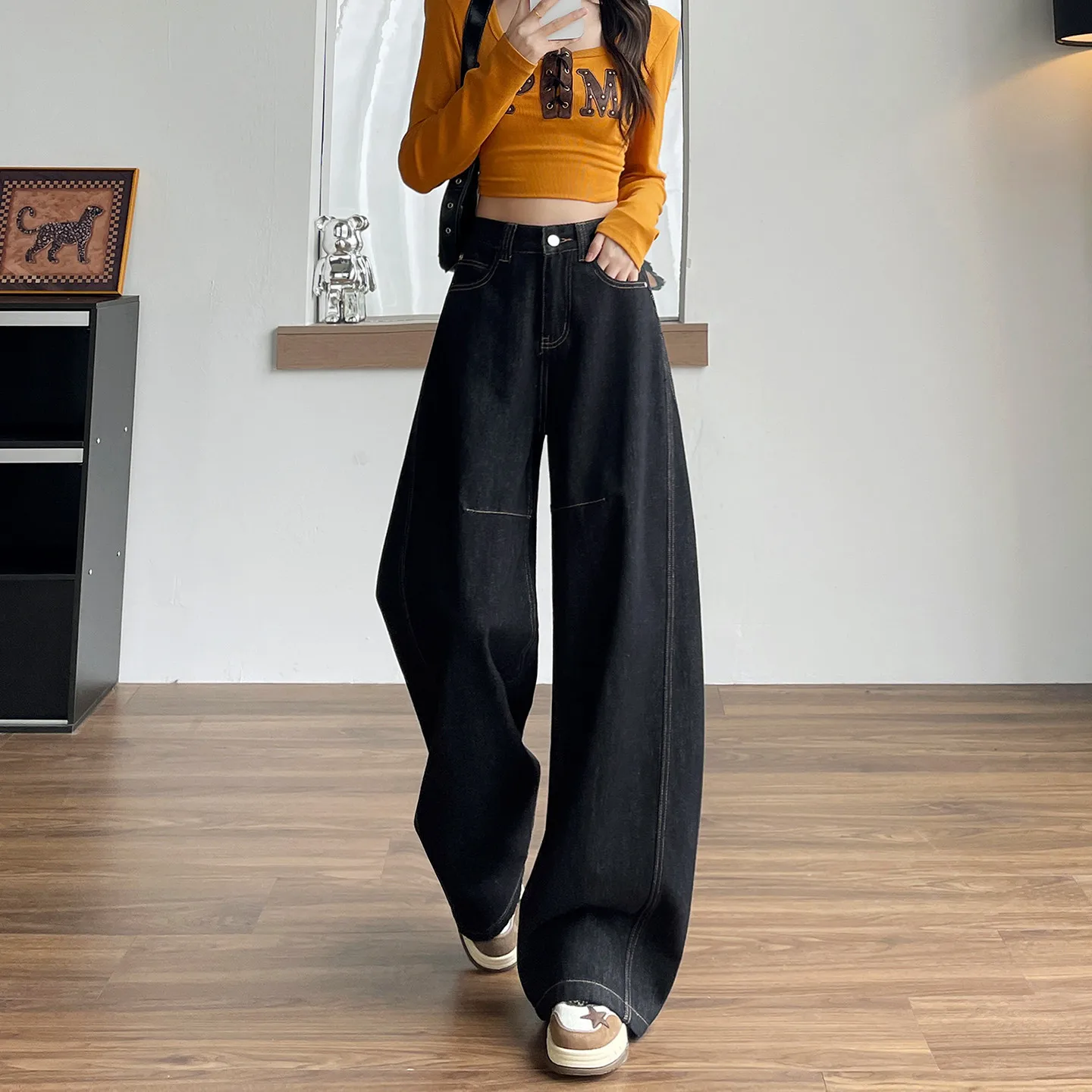 

Women Autumn New Slimming Loose Fit, Flattering For Plus Size, High Street Trendy Floor-Length