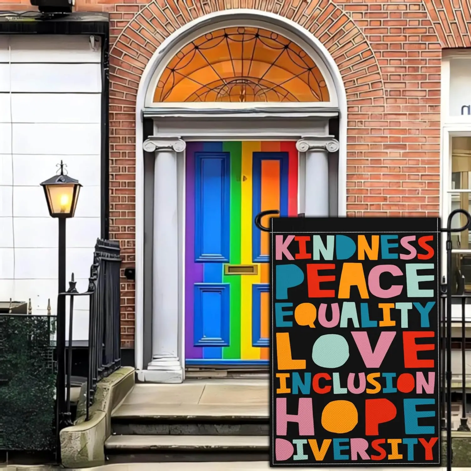Kindness Peace Equality Love Inclusion Hope Diversity Garden Flag Pride Garden Flags for Outside 12x18 Double Sided LGBTQ Li EEZ