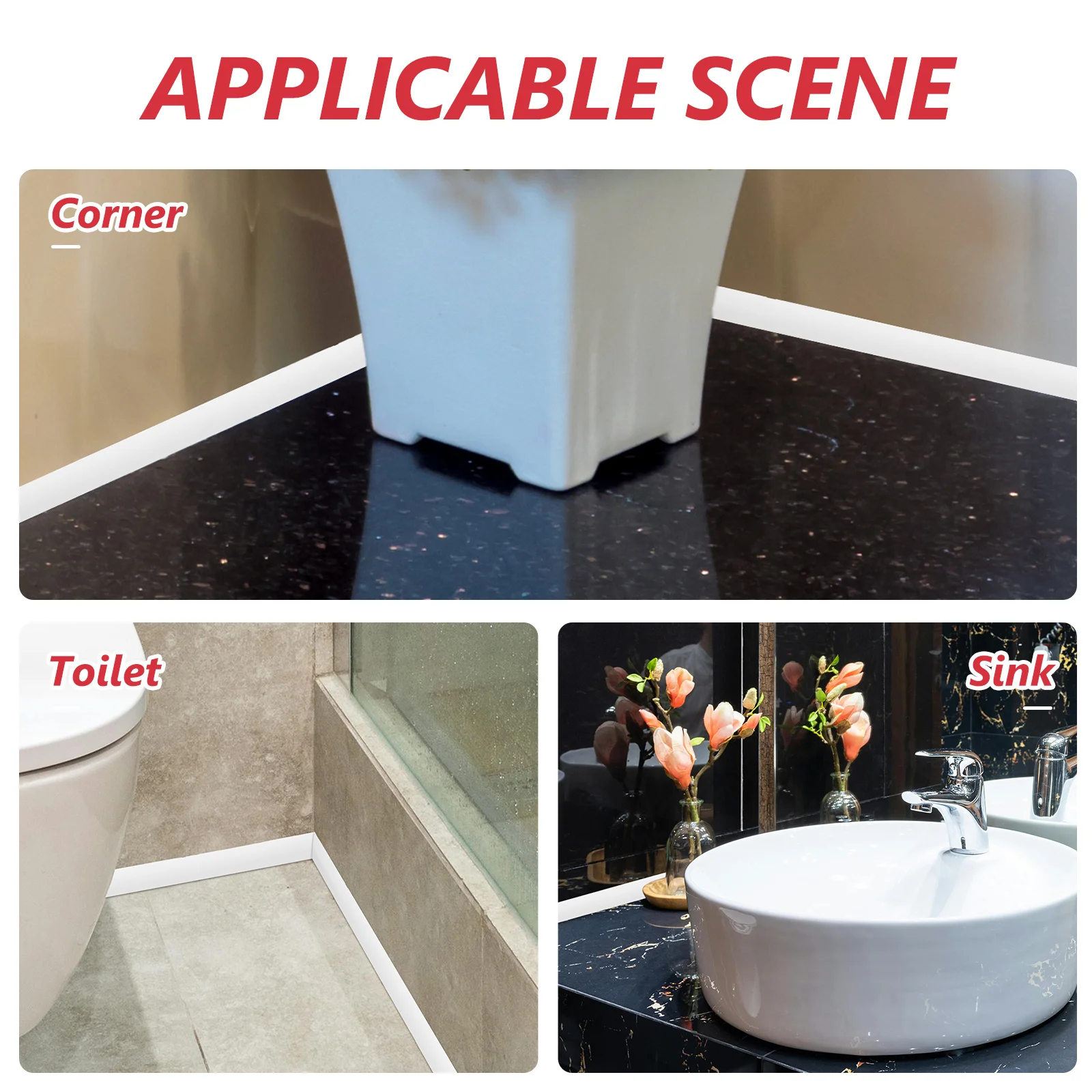 

2M Pvc Peel Stick Wall Corner Trim Self-Adhesive Bathroom Edging Strip For Shower Bathtub Floor Tile Decor Molding Flexible