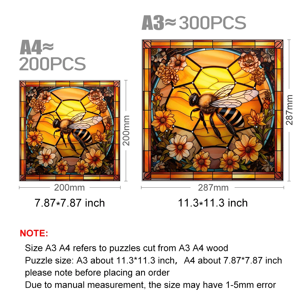 Mysterious Wooden Puzzle Painted Bee Funny Toy Animal Wood Puzzles Smart Games Shaped Jigsaw Puzzle Best Gift For Kids Education