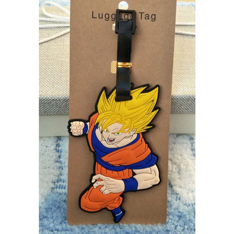 Dragon Ball Son Goku Cartoon Anime Silica Gel Luggage Tag for Suitcase Baggage Handbag Tags Travel Bag Luggage Tag Birthday Gift