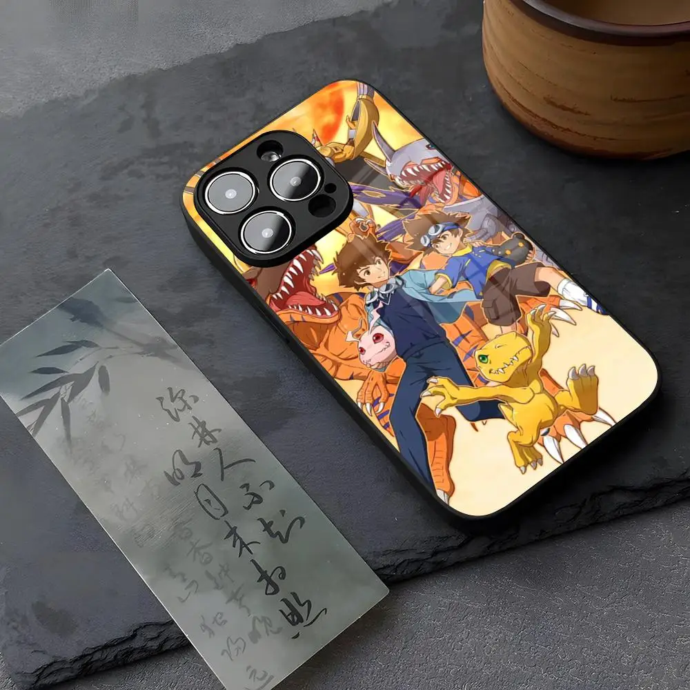 Anime Digimon Phone Case Tempered Glass For iPhone 14 15 16 13 12 11 Pro XS Max Plus Mini SE2020 Coque