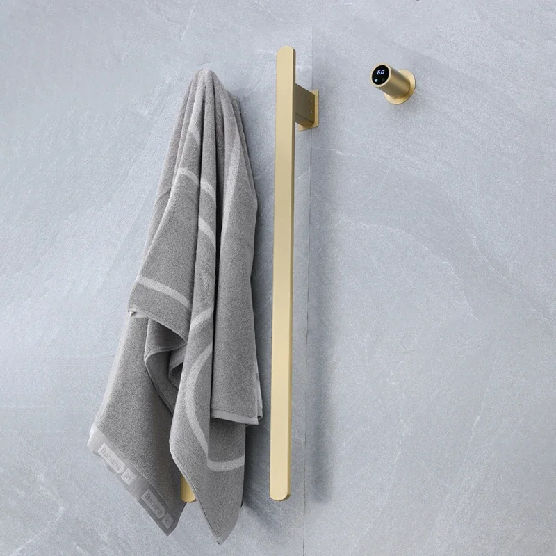 

Warmer Hidden Wires Electric Heated Towel Rail Temperature Time Control Bath Electric Towel Rack Gray Bathroom Towel