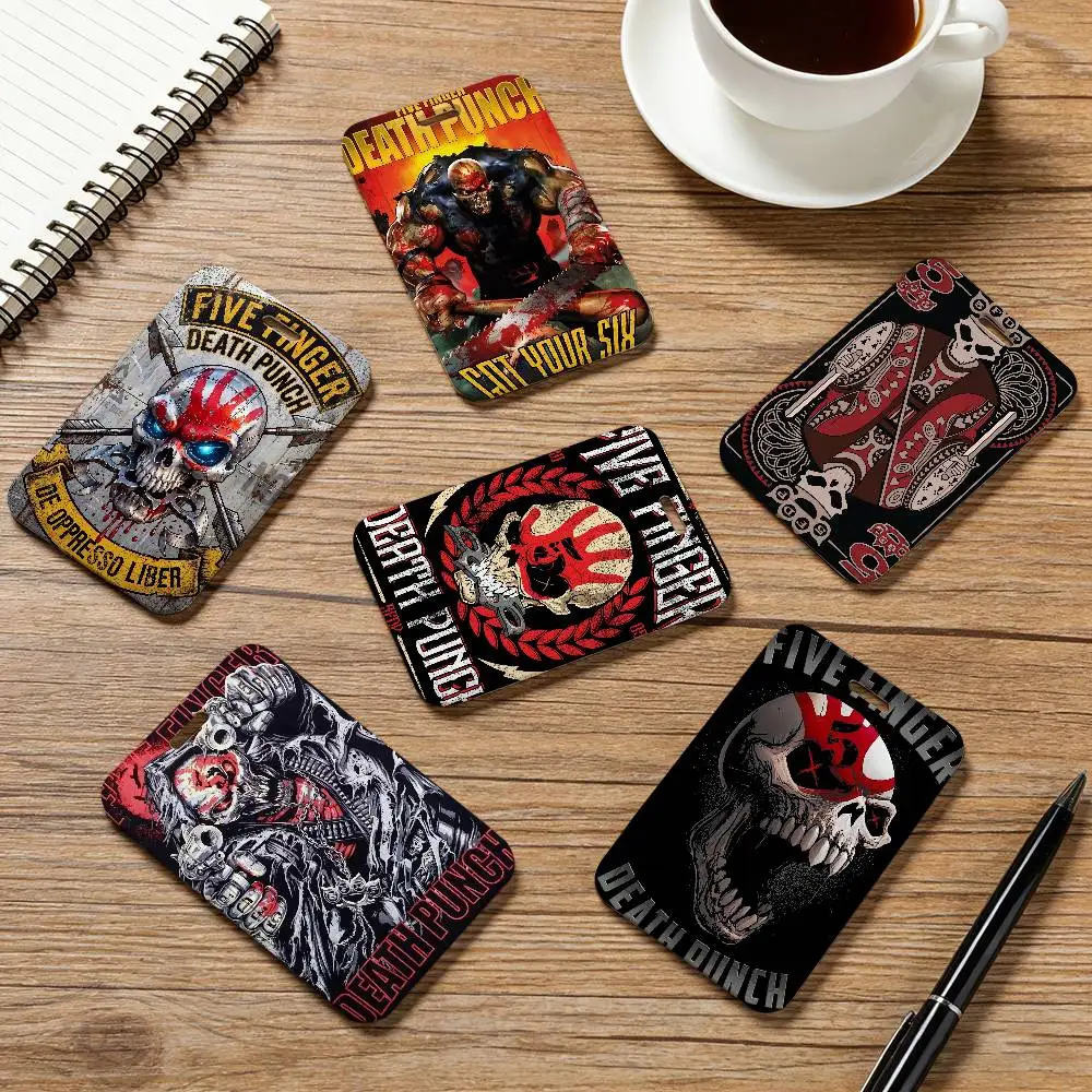 F-Five Finger Death Punch Card Cover Bag Business Work Name Card Badge Holders Unisex Credit Card Business Bus ID Holder Case