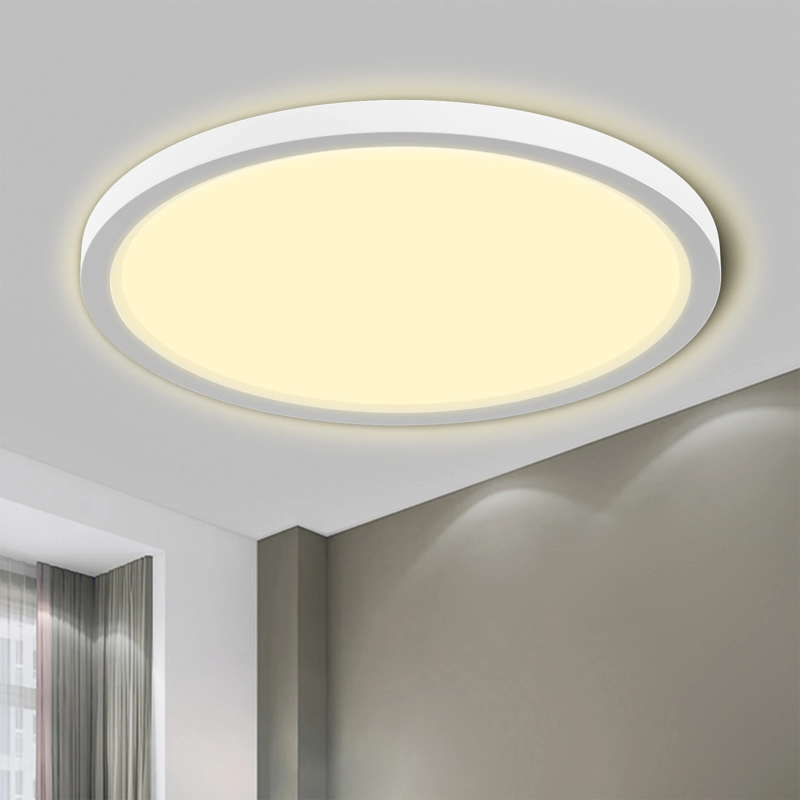 LQWELL®Plafonnier LED Rond et pio, Imperméable IP44, Lampe Moderne Simple pour Salon et Bureau, 18W, 1600LM