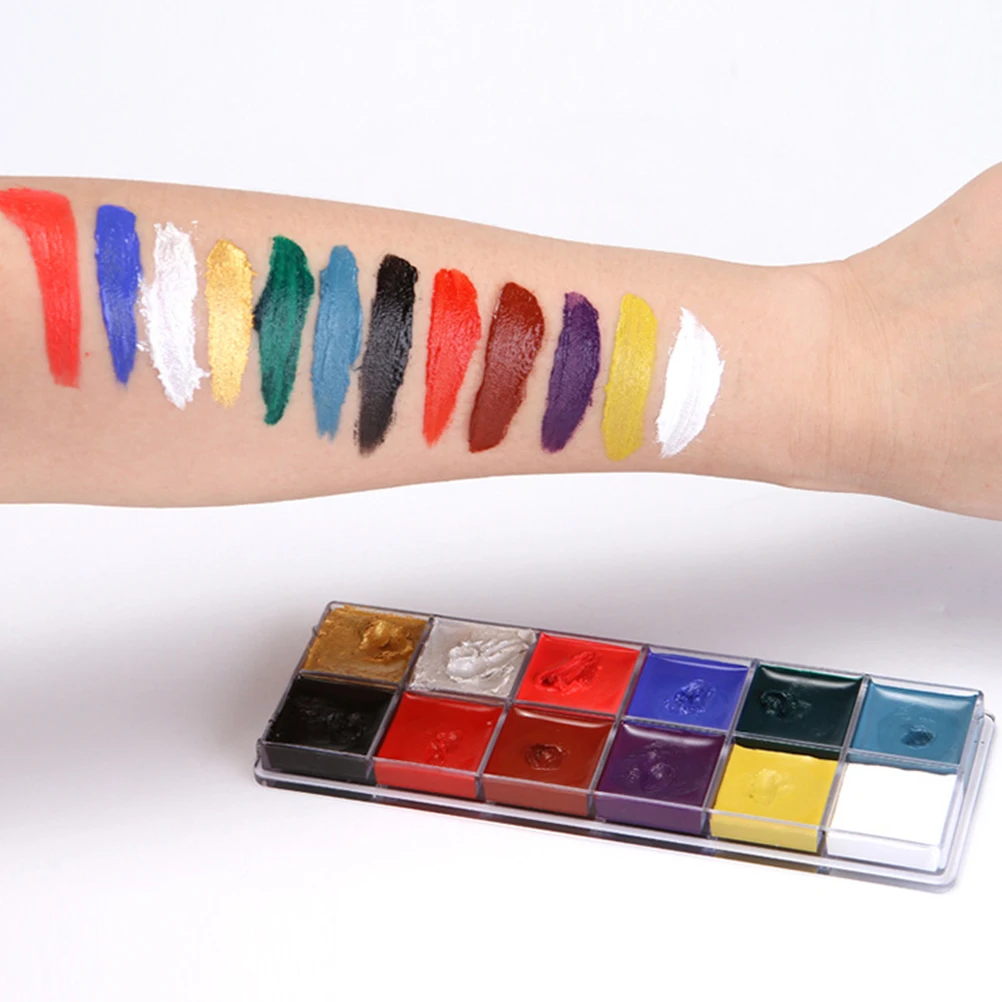 

12 Grids Ultraviolet Light Painted Oil Brush Set Man Supplies Face Paints for Adults
