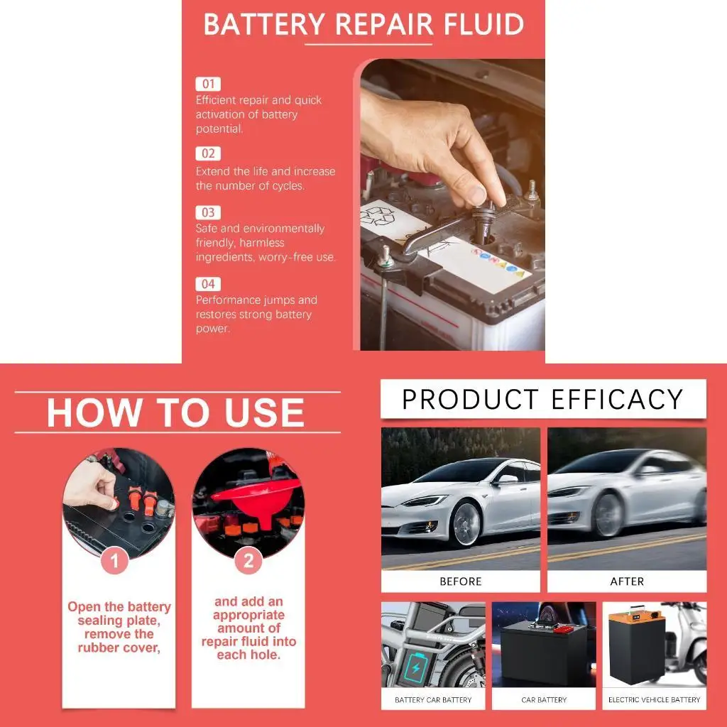 Professional Battery Maintenance Liquid 100ml Fast Acting Battery Rejuvenator Suitable for Consistent Power Delivery