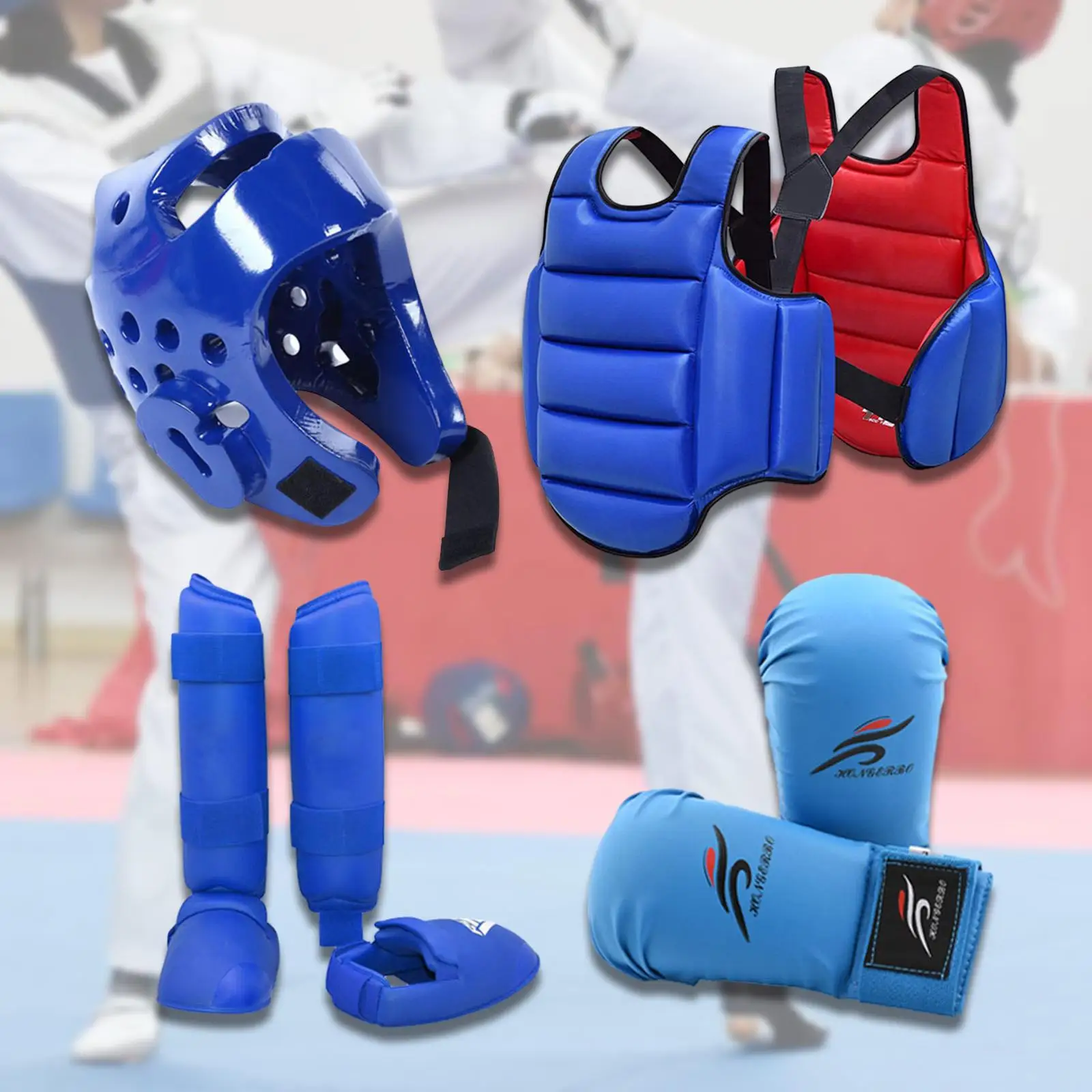 Durable Karate Sparring Gear Set Made Polyester Providing Long Lasting For Intensive Training Regimens Set Includes