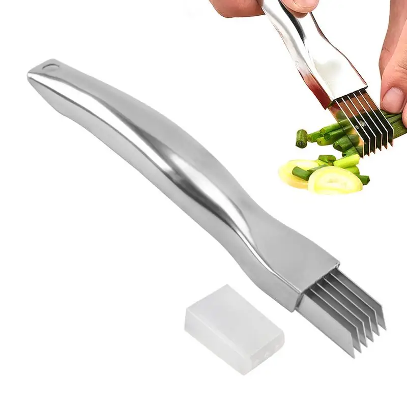 Stainless Steel Onion Slicer Cutter Scallion Cutter Knife Multi Vegetable Fruit Chopper Shredder Kitchen Gadget