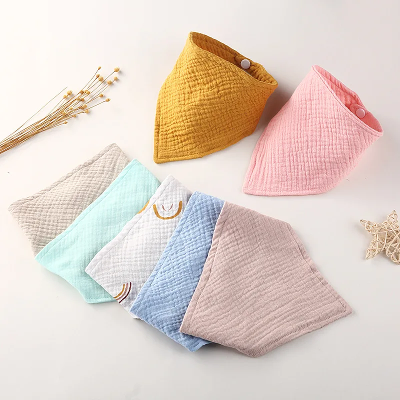 

Pure Cotton Baby Bibs Double Layer Stuff Newborn Infant Solid Color Snap Button Soft Saliva Towel Burp Cloth Feeding Drool Bibs