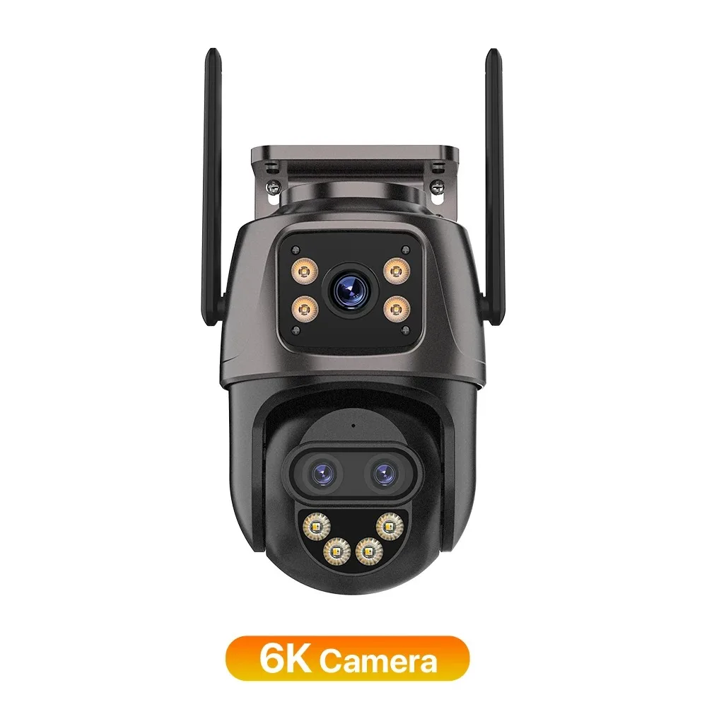 IP Camera 6K 9MP HD WiFi Outdoor Camera 8x Zoom Three Lens Dual Screen Home Security PTZ Camera 6MP Video Surveillance iCSee image 3