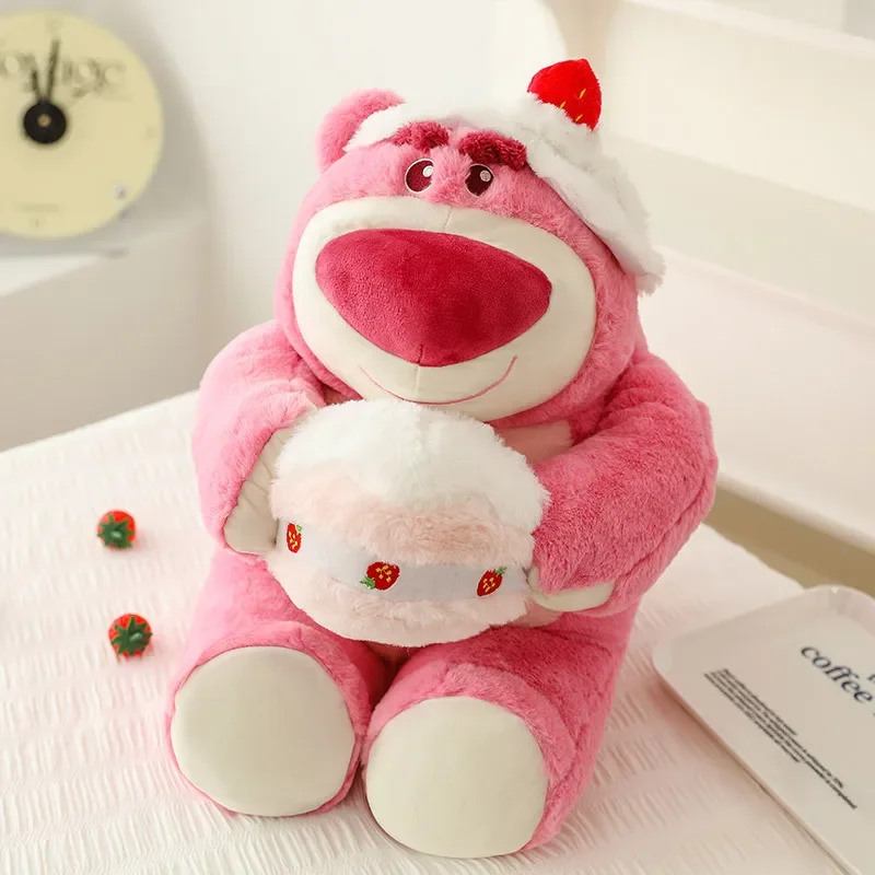 Disney Strawberry Bear Losto Cake Plush Doll Cartoon Stuffed Girl Pillow Soft Children Home Decorations Brithday Xmas Gifts