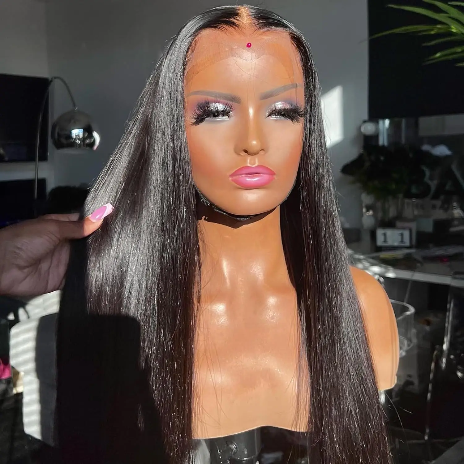 

34Inch 13X4 Custom Grade Full Side Lace Pre-Plucked 250Density 13x4 Upgraded HD Lace Front Wig Straight Lace Front Wig Human