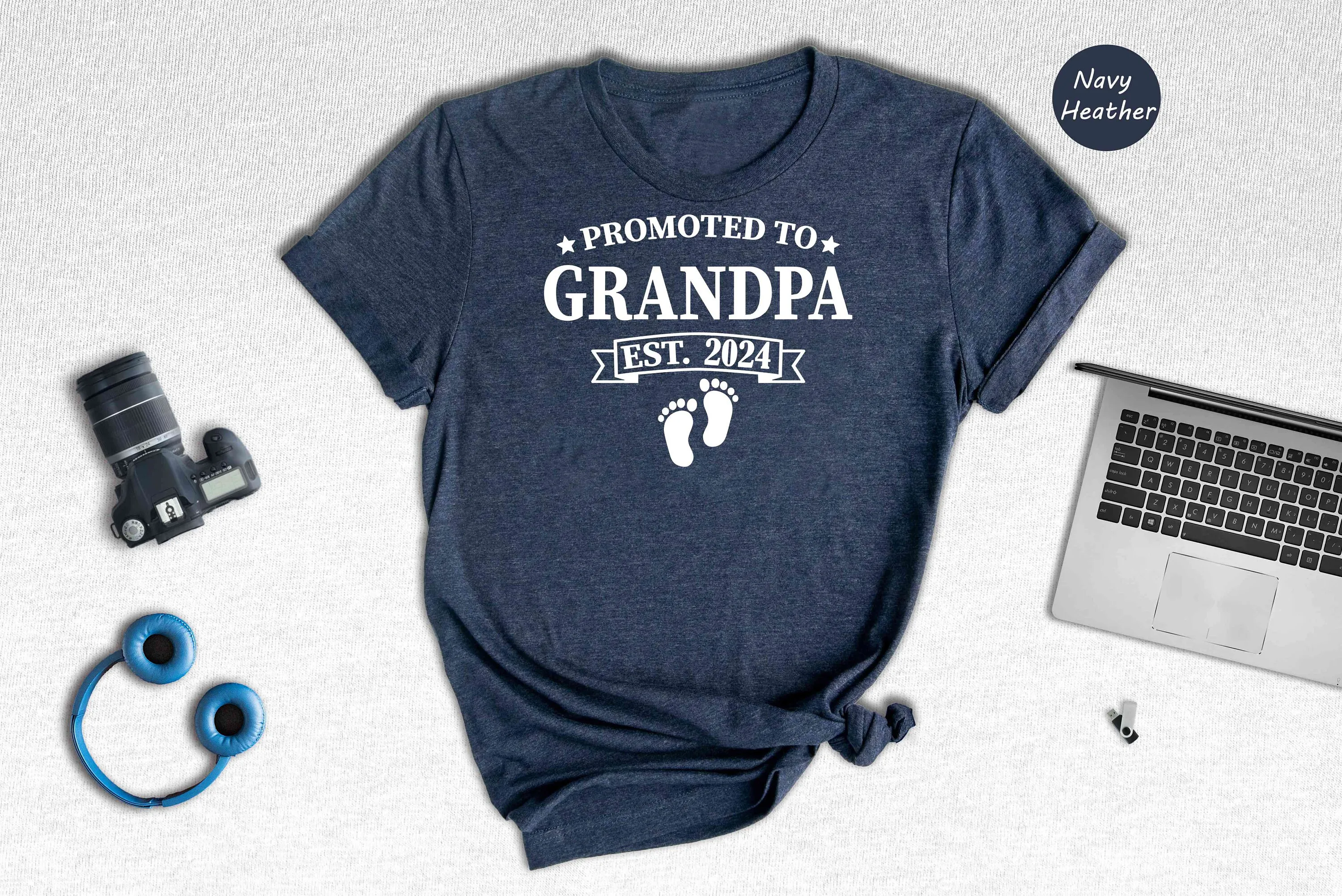 Baby Announcement Promoted To Grandma Grandpa Est 2024 New T Shirt Pregnancy Reveal