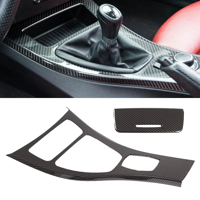 LHD Carbon Fiber Look Center Console Gear Shift Panel Cover for BMW 3 Series E90 E92 E93 2008-2012 High-End Version Accessories