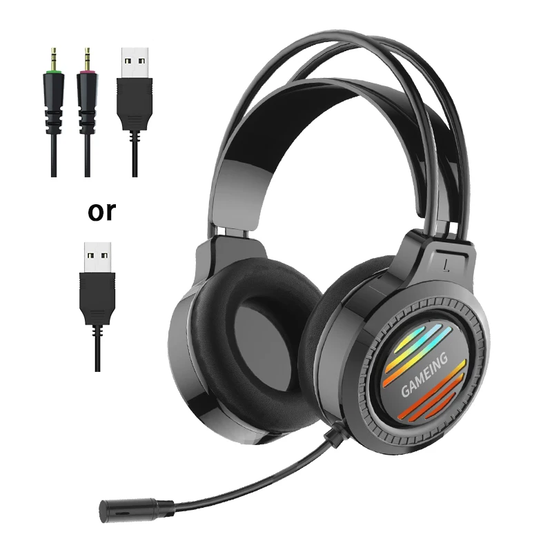 

Professional Gaming RGB Headset Overhead USB 7.1 Surround with Microphone High Quality Wired Gaming Headphones for PC PS4 PS5