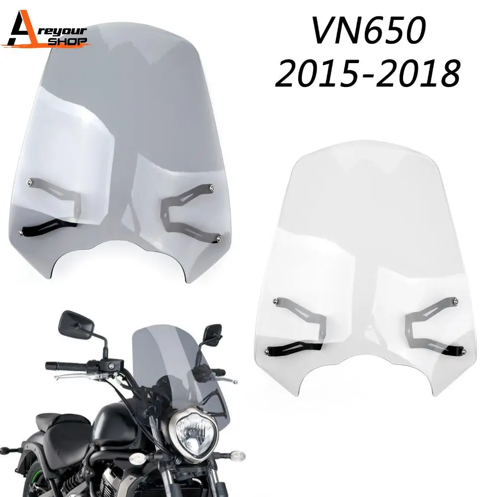 Areyourshop Motorcycle Accessories Windscreen Windshield Screen w/ Bracket For 2015-2023 Kawasaki Vulcan S EN 650 New Arrival