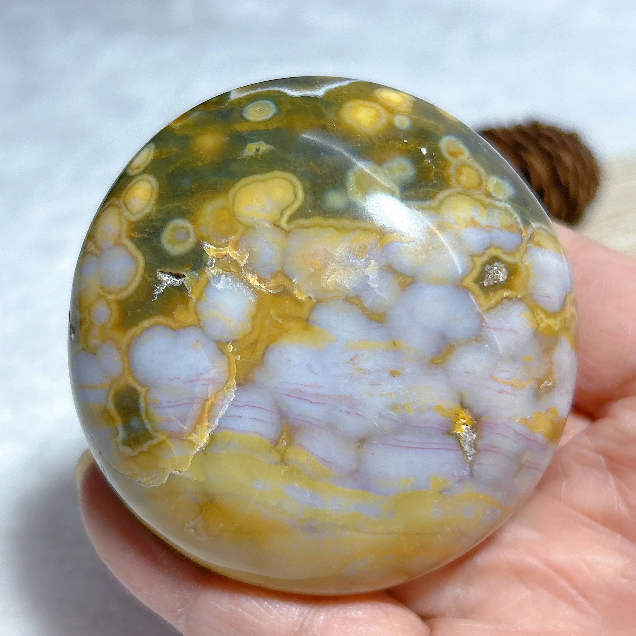 

Healing High Quality Natural Crystal Ocean Jasper Palm Gemstones Ornament Polished Mineral Energy Home Decorations Gift