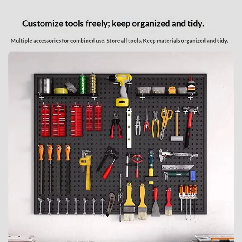 Pegboard Wall Panel Tool Organizer Heavy Duty Modular Hooks Included Space Saving Easy Install Garage Workshop Home Black