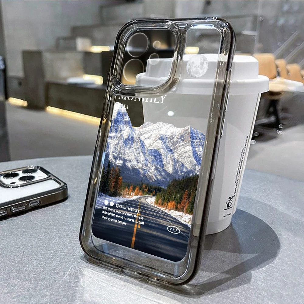 Moon Phone Case For Iphone 16 Pro Case iphone 15 11 14 13 12 17 Pro Max 14 15 16 Plus XR Air Fundas Silicone Mountain Soft Cover