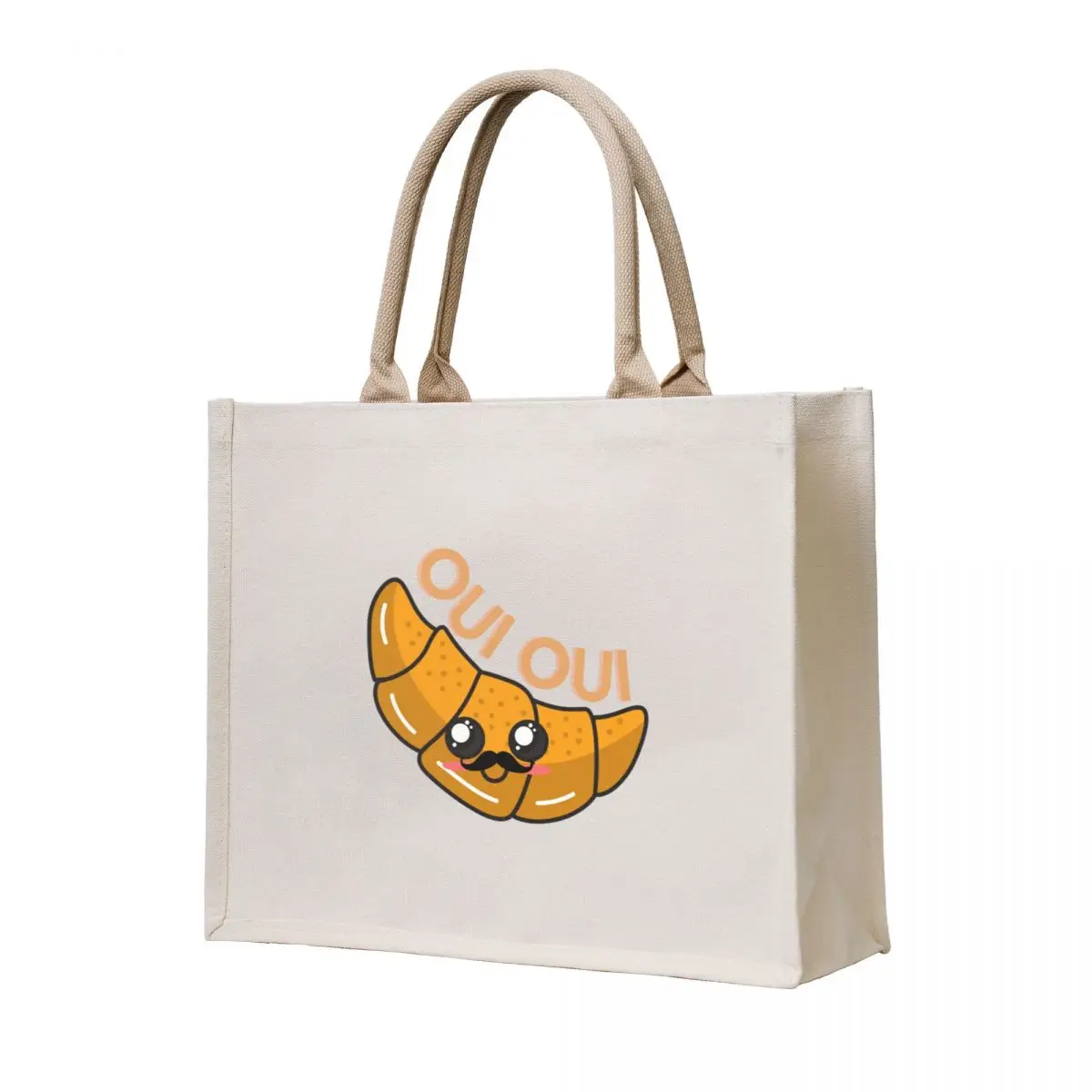 

Oui Oui Cute French Croissant Tote Bag foldable reusable bag Women's handbag Gift bags supermarket folding bag