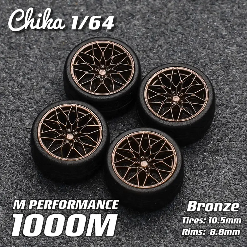 New Chika 1/64 Car Modified Wheels 10.5/9.7mm Rubber Tires Resin Wheels Without Calipers Suitable for 1:64 Static Car Model