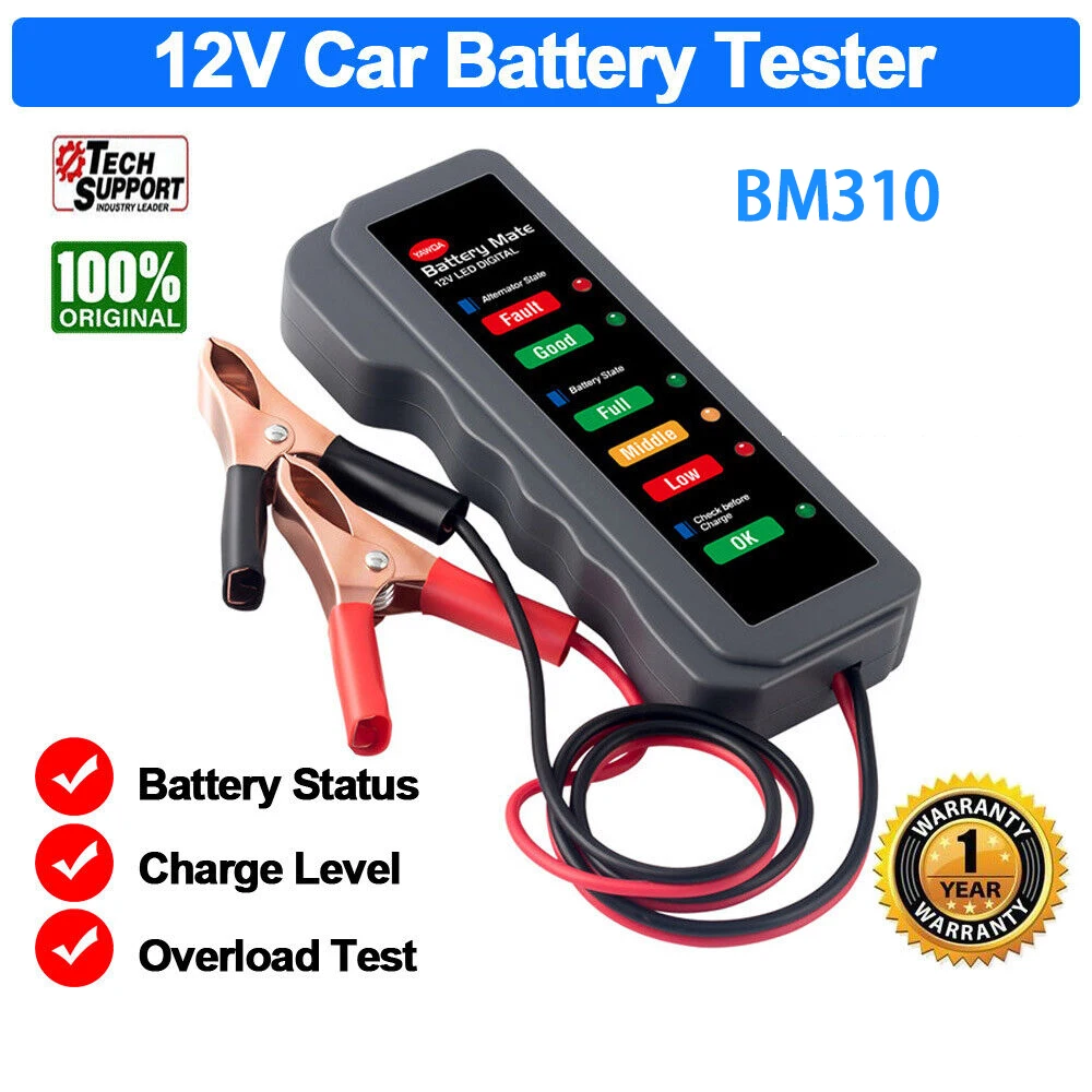 Ancel BM310 12V Car Battery Tester Alternator Charge Status Overload Health Diagnostic Tool Motorcycle Auto Battery Analyzer