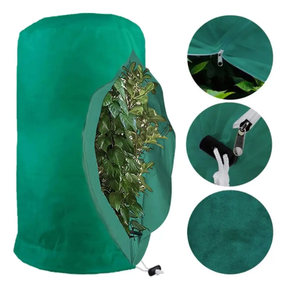 Non-Woven Fabric Plant Cover Extra Thick Breathable Garden Plant Protection Net PE Insect Bird Netting Drawstring Closure