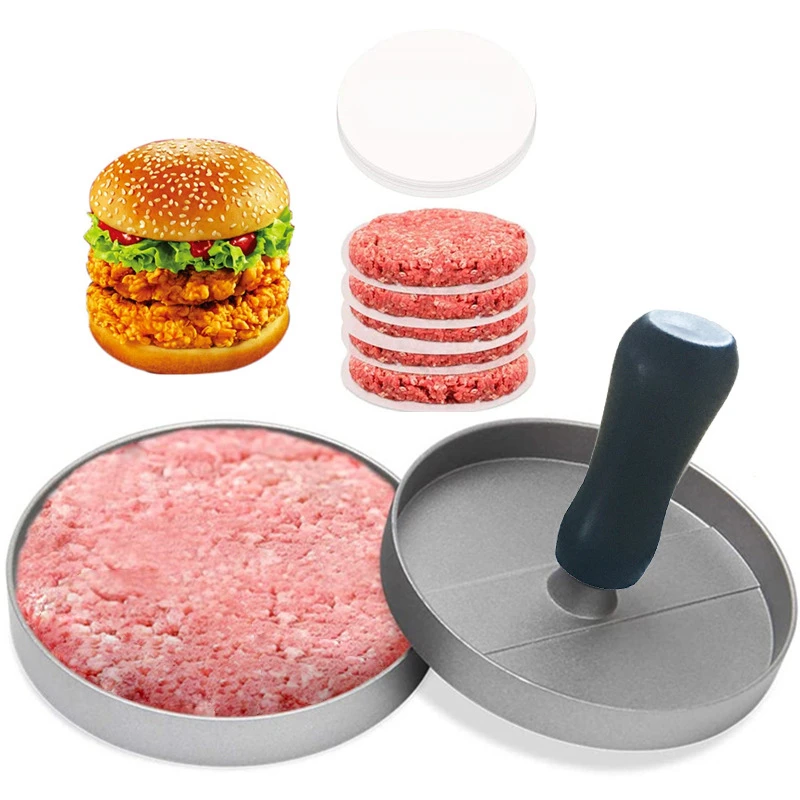 

Hamburg Meat Press Aluminum Baking Household Meat Cake Mold Single Cell Color Box Packaging for Household Use