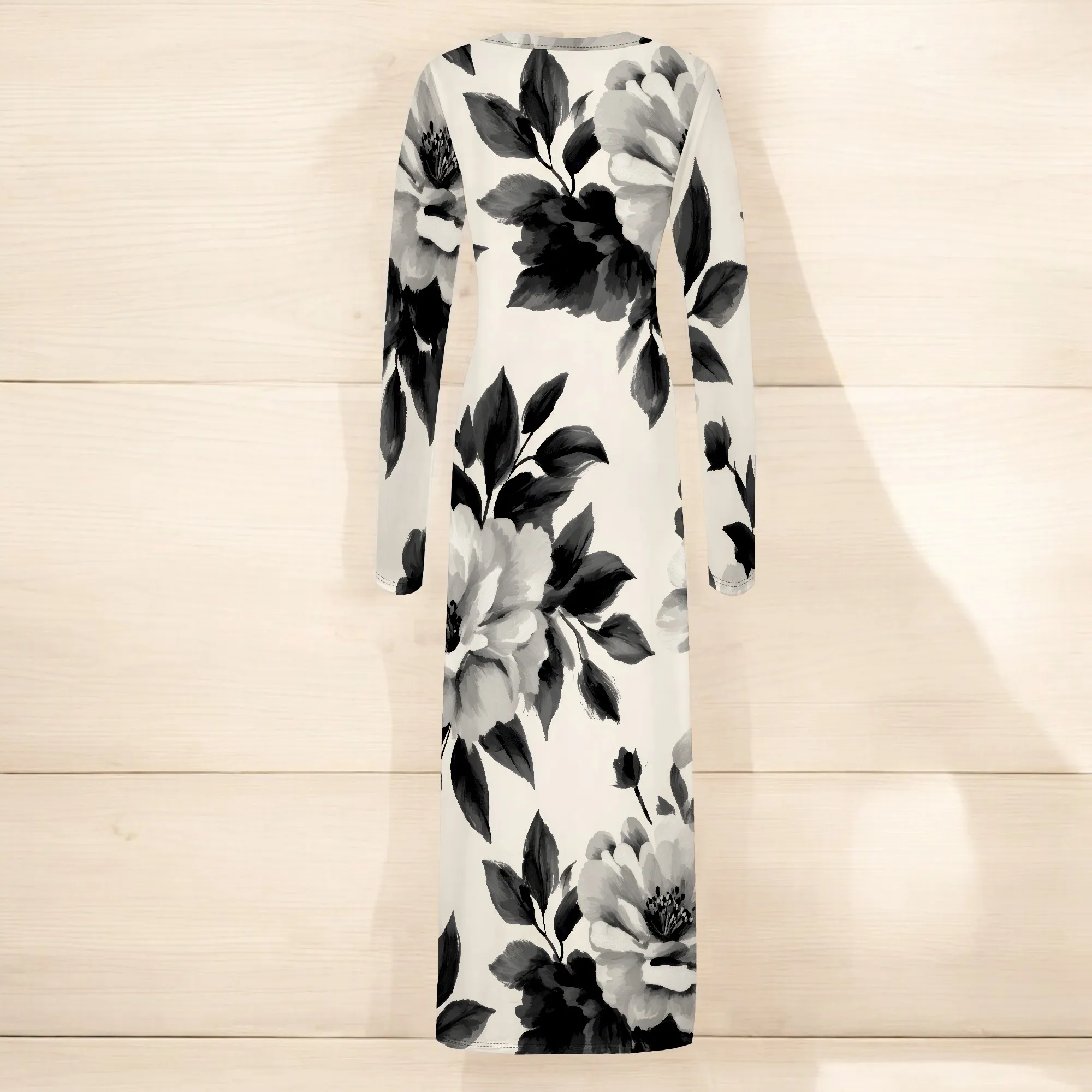 สตรีแขนยาว Maxi ชุดเข้ารูป Ruched ธรรมชาติ SLIM FIT Tie Dye ชุดค็อกเทลชุดตาข่าย